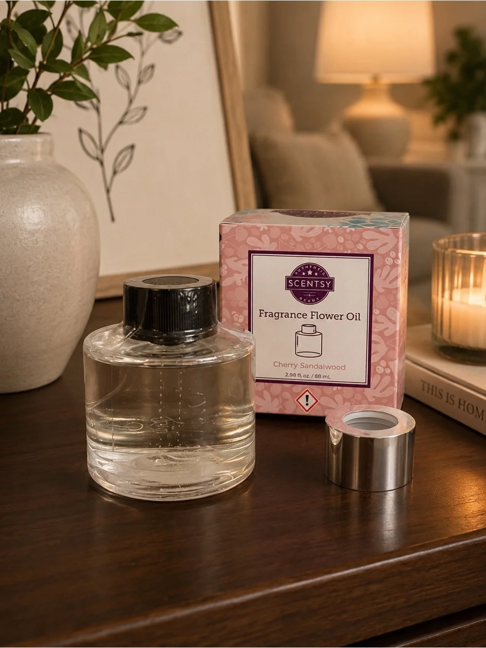 Scentsy Cherry Sandalwood Fragrance Flower Oil | Home Scent Refill | 3 oz